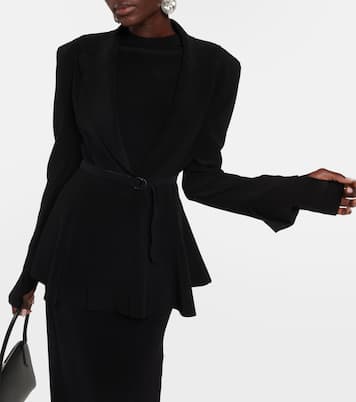 Blazer de jersey con peplum y cinturón | Norma Kamali