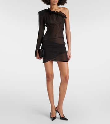 Sofia one-shoulder silk-blend minidress | The Mannei