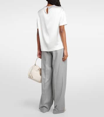 T-Shirt in raso di misto seta | Brunello Cucinelli