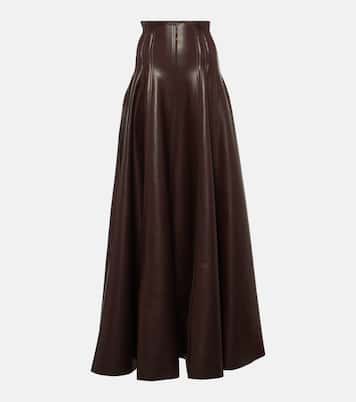 Gonna lunga Grace in similpelle a pieghe | Norma Kamali