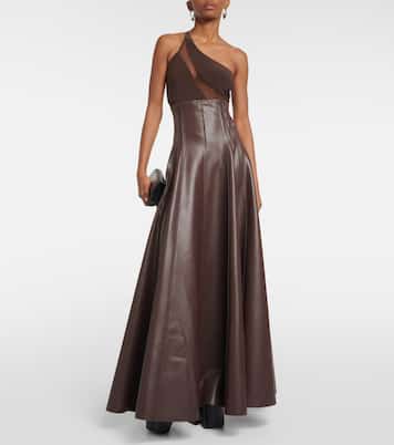 Gonna lunga Grace in similpelle a pieghe | Norma Kamali