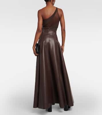 Gonna lunga Grace in similpelle a pieghe | Norma Kamali
