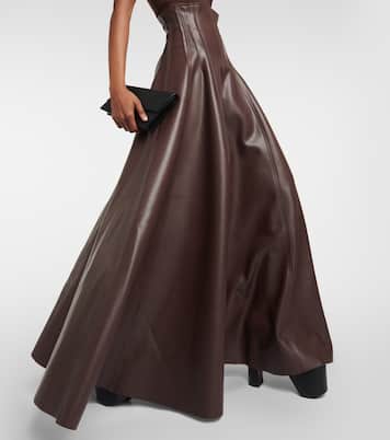 Gonna lunga Grace in similpelle a pieghe | Norma Kamali