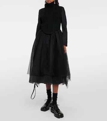 Wool-blend and tulle midi dress | Noir Kei Ninomiya