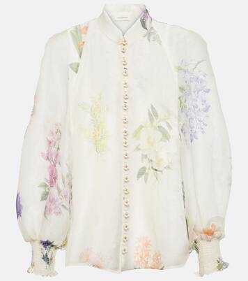 Natura floral linen and silk blouse | Zimmermann