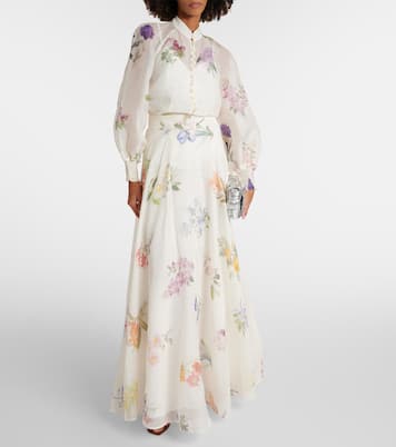 Natura floral linen and silk blouse | Zimmermann