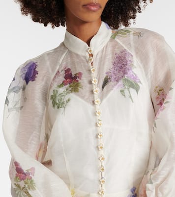 Natura floral linen and silk blouse | Zimmermann