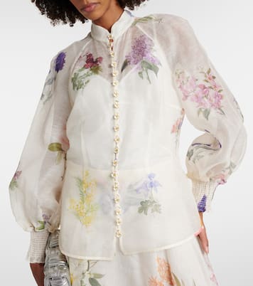 Natura floral linen and silk blouse | Zimmermann