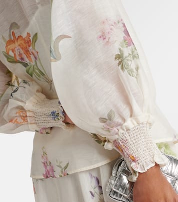 Natura floral linen and silk blouse | Zimmermann
