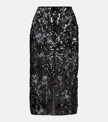 Midirock mit Pailletten | Victoria Beckham