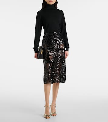 Midirock mit Pailletten | Victoria Beckham