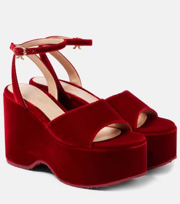Sandalias con cuña de terciopelo | Gianvito Rossi