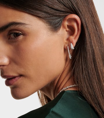 Orecchino singolo in oro bianco 18kt con diamanti | Anita Ko