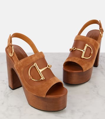 Sandali slingback Horsebit in suede | Gucci