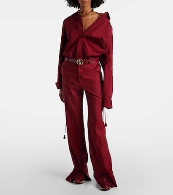 Camicia in popeline di cotone con pizzo | Gucci