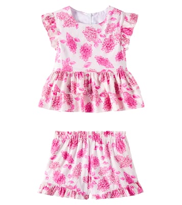 Floral ruffled cotton top and shorts set | Tartine et Chocolat