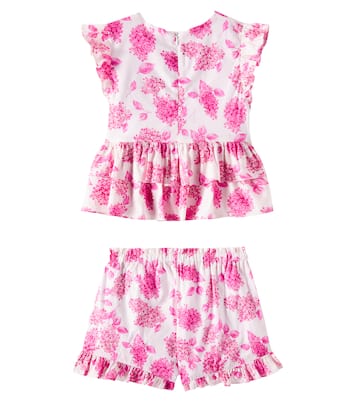 Floral ruffled cotton top and shorts set | Tartine et Chocolat