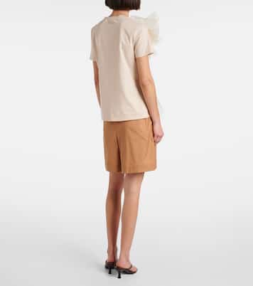 T-shirt in cotone e tulle con volant | Max Mara