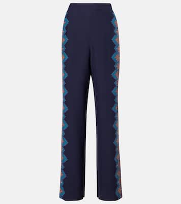 Pantaloni regular in crêpe de chine di seta con stampa | Etro