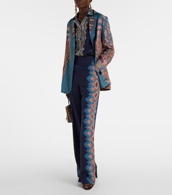 Pantaloni regular in crêpe de chine di seta con stampa | Etro