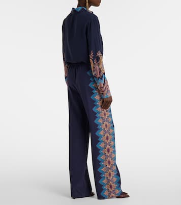 Pantaloni regular in crêpe de chine di seta con stampa | Etro
