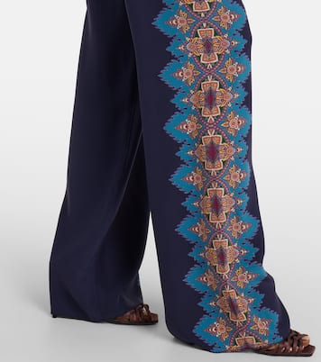 Pantaloni regular in crêpe de chine di seta con stampa | Etro
