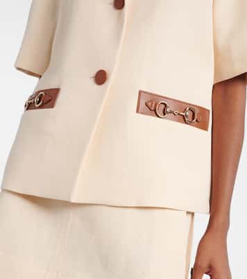 Blazer Horsebit aus Leinen-Canvas mit Leder | Gucci