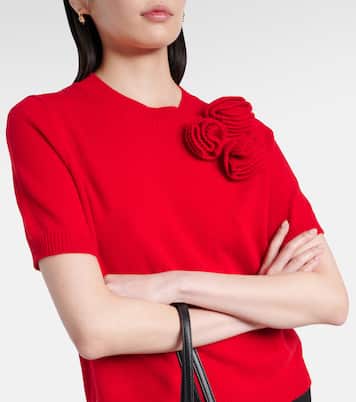Floral-appliqué wool and cashmere top | Jardin des Orangers