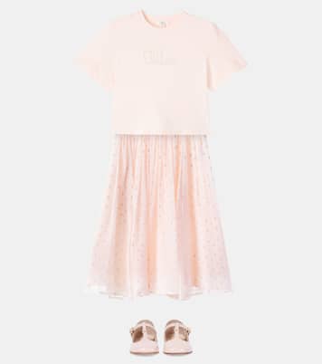Polka-dot silk-blend skirt | Chloé Kids