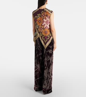 Scarf floral fringed silk top | La DoubleJ