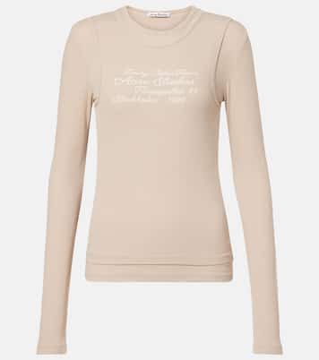 تي شيرت بطبقات من القطن المخلوط مع طبعات | Acne Studios