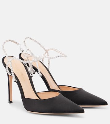 Pumps aus Satin mit Kristallen | Gianvito Rossi