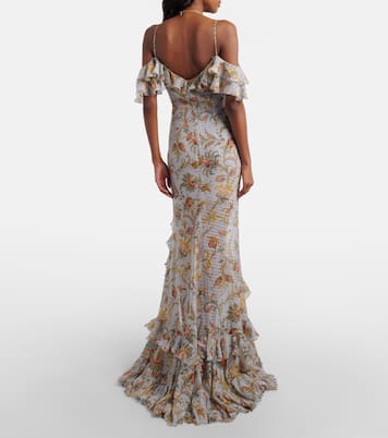 Floral polka-dot ruffled silk-blend maxi dress | Etro