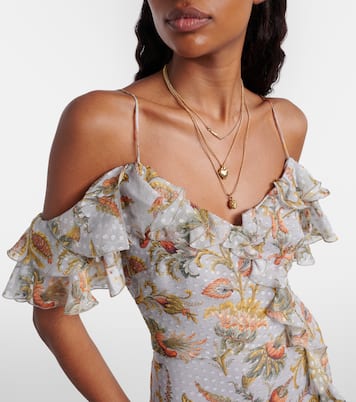 Floral polka-dot ruffled silk-blend maxi dress | Etro