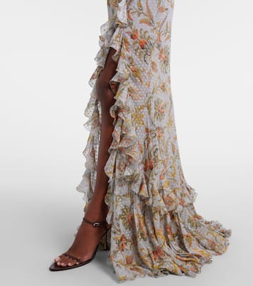 Floral polka-dot ruffled silk-blend maxi dress | Etro
