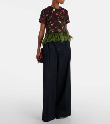 T-Shirt La Scala aus Baumwolle mit Federn | La DoubleJ