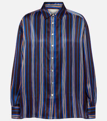 Maya striped silk charmeuse pajama shirt | Asceno