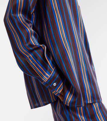 Maya striped silk charmeuse pajama shirt | Asceno