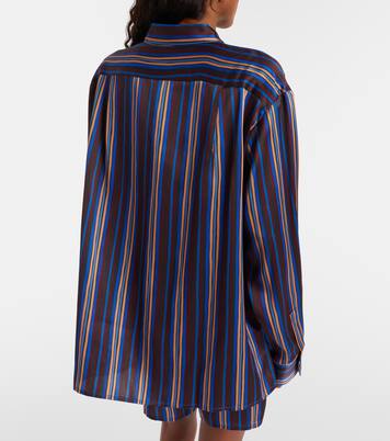 Maya striped silk charmeuse pajama shirt | Asceno