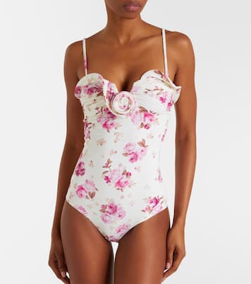 Floral-appliqué ruched swimsuit | Magda Butrym