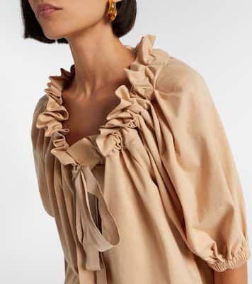 Tie-neck cotton faille minidress | Patou