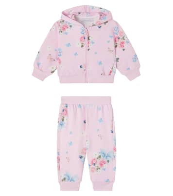 Floral zip-up hoodie and sweatpants set | Monnalisa