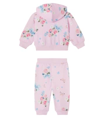 Floral zip-up hoodie and sweatpants set | Monnalisa