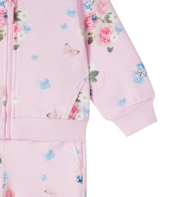 Floral zip-up hoodie and sweatpants set | Monnalisa