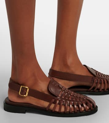 Leather slingback fisherman sandals | Miu Miu