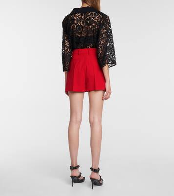 Shorts in misto lana a vita alta | Valentino