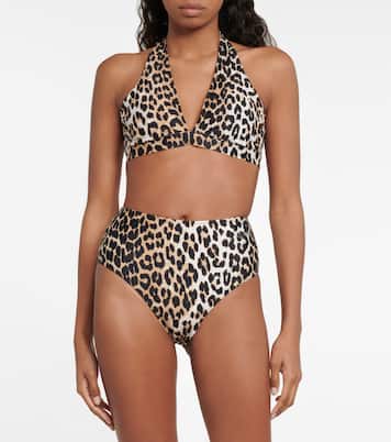 Top bikini con stampa leopardata | Ganni