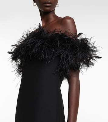 Feather-trimmed crêpe minidress | Valentino