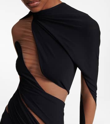Vestido corto drapeado con tul | Mugler