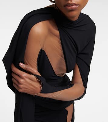 Vestido corto drapeado con tul | Mugler